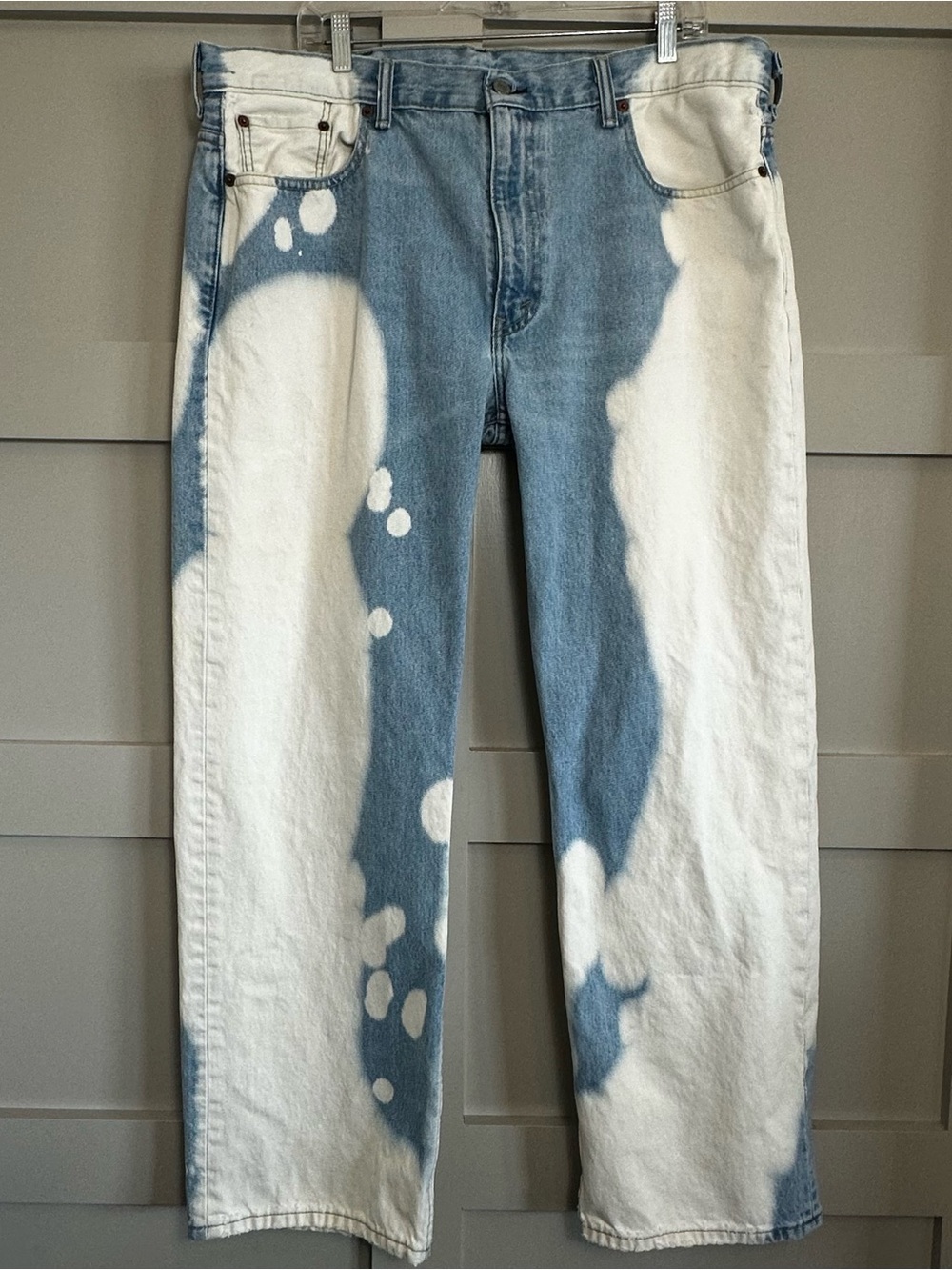 Levi’s 569 Loose Straight Jeans Men 38x32 Bleached Denim Pockets Casual Retro
